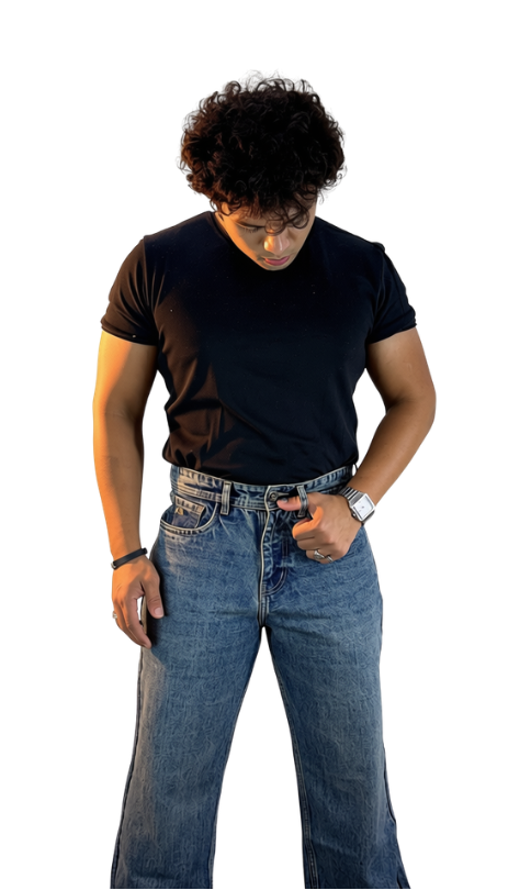 Roman XII Cyclops Vintage jeans - front waist and button detail