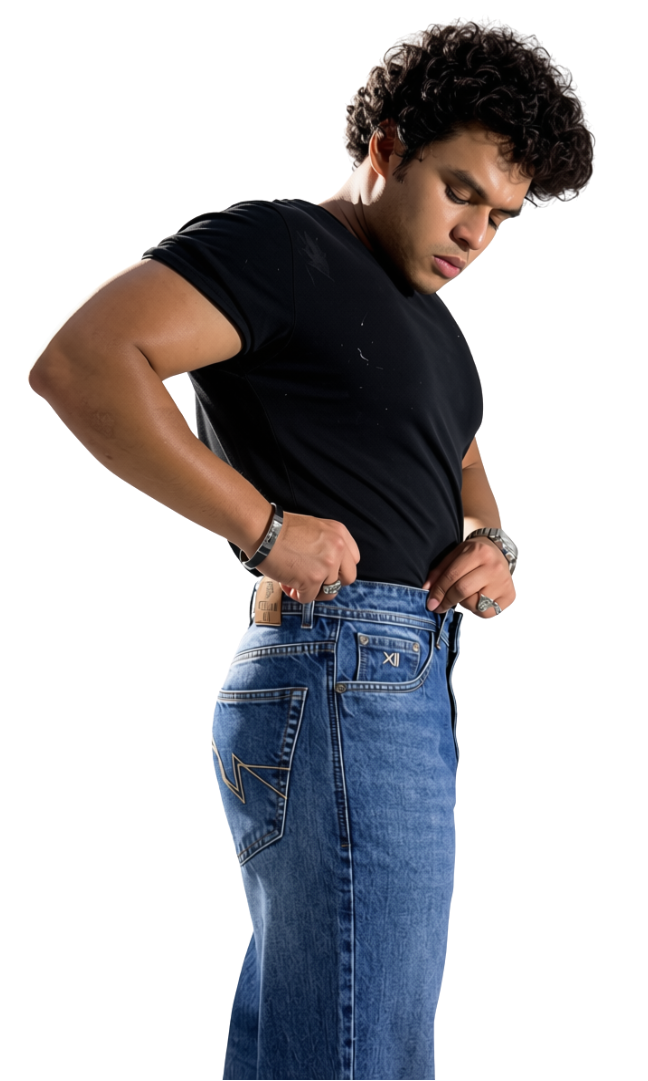 Roman XII Cyclops Dark Blue jeans - waist and waistband detail