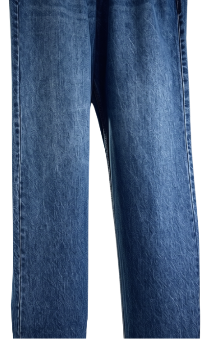 Roman XII Cyclops Dark Blue jeans - close-up showing denim texture and baggy leg silhouette