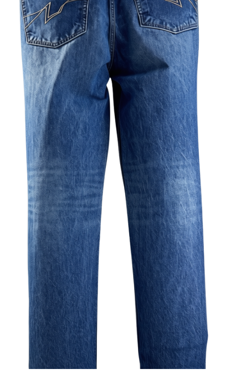 Roman XII Cyclops Dark Blue jeans - back pocket embroidery and stitching detail